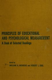 Cover of: Principles of educational and psychological measurement by edited by William A. Mehrens [and] Robert L. Ebel.