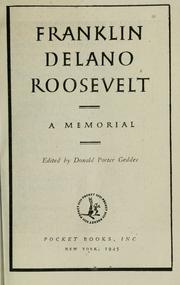 Cover of: Franklin Delano Roosevelt by edited by Donald Porter Geddes.