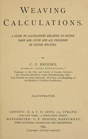 Cover of: Weaving calculations by C. P. Brooks