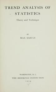 Cover of: Trend analysis of statistics by Max Sasuly