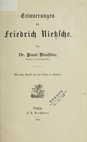 Cover of: Erinnerungen an Friedrich Nietzsche