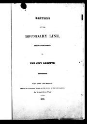 Cover of: Letters on the boundary line: first published in the City Gazette