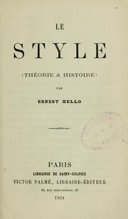 Cover of: Le Style: théorie et histoire