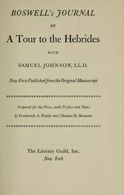 Cover of: Boswell's Journal of a tour to the Hebrides with Samuel Johnson, LL.D. by James Boswell