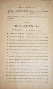 Cover of: Resolutions relating to the war and negotiations for peace