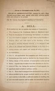 Cover of: A bill to be entitled An act to regulate the business of conscription by Confederate States of America. Congress. House of Representatives
