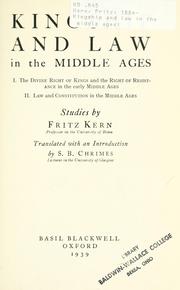 Cover of: Kingship and law in the middle ages by Fritz Kern