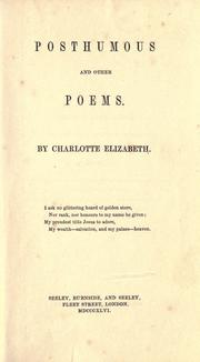 Cover of: Posthumous and other poems.