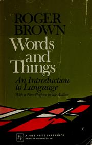 Cover of: Words and things. by Brown, Roger