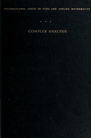 Cover of: Complex analysis: an introduction to the theory of analytic functions of one complex variable.