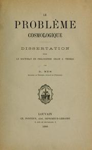 Cover of: Le problème cosmologique