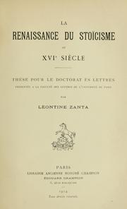 Cover of: La renaissance du stoicisme au XVIe siecle by Leontine Zanta