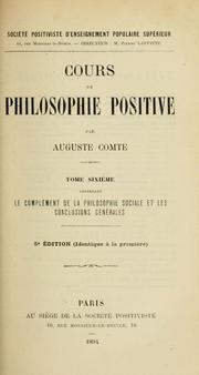 Cover of: Cours de philosophie positive by Auguste Comte