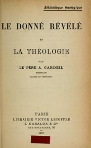 Cover of: Le donné révélé et la théologie