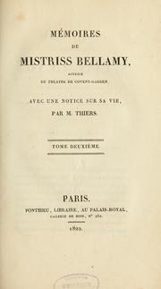 Cover of: Mémoires de Mistriss Bellamy: actrice du théâtre de Covent-Garden