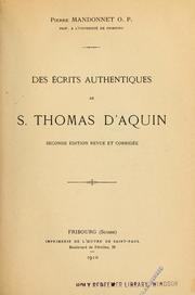 Cover of: Des écrits authentiques de S. Thomas d'Aquin