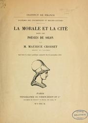 Cover of: La Morale et la cité dans les poésies de Solon