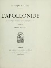 Cover of: L'Apollonide: drame lyrique en trois parties et cinq tableaux