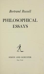 Cover of: Philosophical essays by Bertrand Russell