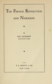 Cover of: The French Revolution and Napoleon