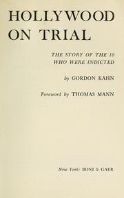 Cover of: Hollywood on trial by Gordon Kahn