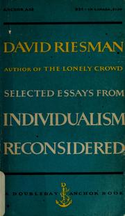 Cover of: Individualism reconsidered, and other essays