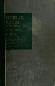 Cover of: Statistical methods in educational and psychological research