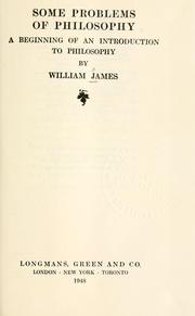Cover of: Some problems of philosophy by William James