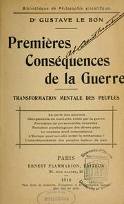 Cover of: Premières conséquences de la guerre: transformation mentale des peuples