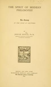 Cover of: The  spirit of modern philosophy by Josiah Royce