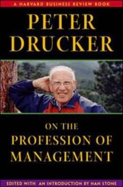 Cover of: Peter Drucker on the profession of management