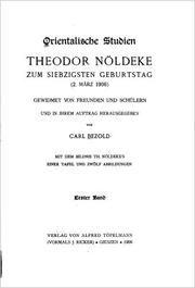Cover of: Orientalische Studien by herausgegeben von Carl Bezold