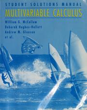 Cover of: Student solutions manual to accompany Multivariable calculus by William G. McCallum ... (et al.).