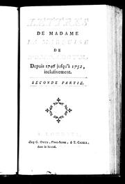 Cover of: Lettres de Madame la marquise de Pompadour: depuis 1746 jusqu'à 1752, inclusivement