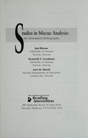 Studies in miscue analysis by Kenneth S. Goodman