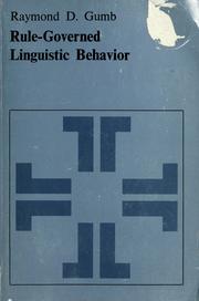 Cover of: Rule-governed linguistic behavior. by Raymond D. Gumb