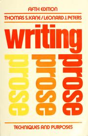 Cover of: Writing prose by Kane, Thomas S.