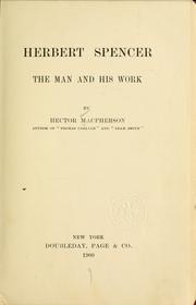 Cover of: Herbert Spencer: the man and his work