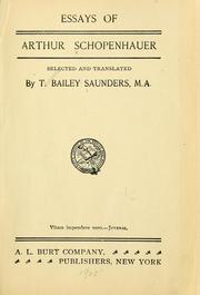 Cover of: Essays of Arthur Schopenhauer.