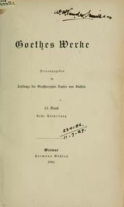 Cover of: Werke by Johann Wolfgang von Goethe