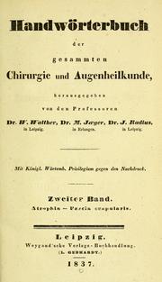 Cover of: Handwörterbuch der gesammten Chirurgie und Augenheilkunde