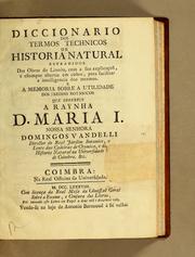 Cover of: Diccionario dos termos technicos de historia natural by Domenico Vandelli
