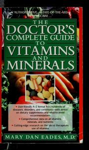 Cover of: The doctor's complete guide to vitamins and minerals by Mary Dan Eades