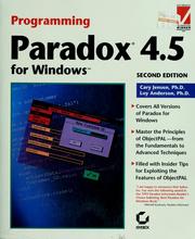 Cover of: Programming Paradox 4.5 for Windows by Cary Jensen