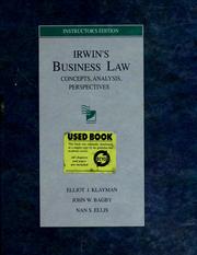 Cover of: Irwin's business law by Elliot I. Klayman