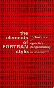 Cover of: The elements of Fortran style: techniques for effective programming