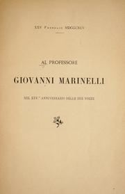 Cover of: Al professore Giovanni Marinelli nel XXVo. anniversario delle sue nozze