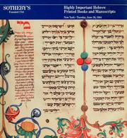 Cover of: Highly important Hebrew books and manuscripts: auction, Tuesday, June 26, 1984 at 7 p.m.
