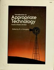 Cover of: Introduction to appropriate technology by R. J. Congdon