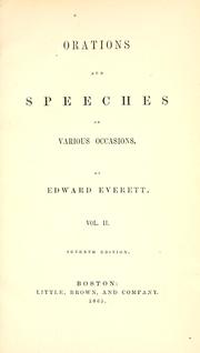 Cover of: Orations and speeches on various occasions by Edward Everett